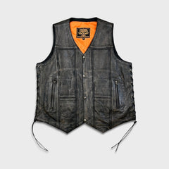 Milwaukee Leather Vest Mens 2XL Brown Roulette Distressed 10 Pocket Biker