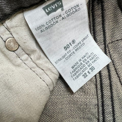 Levi's 501 Jeans Mens 34x32 Gray Original Fit Straight Faded Stone Washed Denim Pants