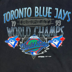 Vintage 1993 Toronto Blue Jays T Shirt Mens Medium Black Repeat Baseball MLB Tee