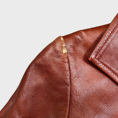 Vintage Y2K Danier Leather Jacket Womens Small Red Zip Front Wing Collar Coat