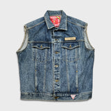 Vintage 90s Guess Denim Vest Mens XL Blue USA Jean Trucker Jacket
