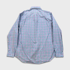 Polo Ralph Lauren Shirt Mens Large Blue Pony Checkered Casual Long Sleeve Button-Up