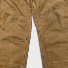 Vintage 90s Carhartt Pants Mens 34x32 Beige Original Fit Double Knee Distressed USA