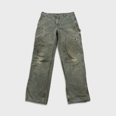 Carhartt Pants Mens 32x32 Green Distress Original Dungaree Fit Workwear Carpenter