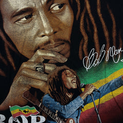 Vintage Y2K Bob Marley T Shirt Mens 2XL Black The Roxx Reggae Double Sided Tee