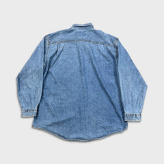 Vintage 90s Levi's Denim Shirt Mens XL Blue Faded Light Wash Button Up
