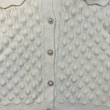 Vintage 90s Ivory Bobble Knit Cardigan Womens Small White Pearl Button Sweater