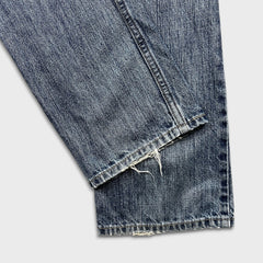 Vintage Y2K Levi's 514 Jeans Mens 32x30 Blue Slim Straight Fit Distressed Dark Wash Faded Pants