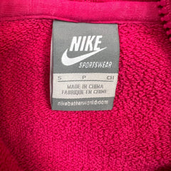 Vintage Y2K Nike Sportswear Womens Hoodie Small Pink Swoosh Full Zip Hooded Sweater