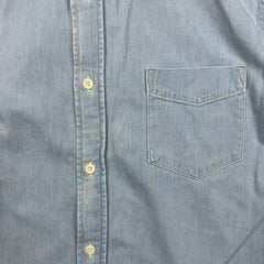 Sandro Paris Oxford Denim Shirt Mens XS Blue Casual Light Wash Button Up