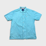 Tommy Bahama Shirt Mens Large Blue Hawaiian Checkered Preppy Button Up