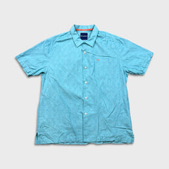 Tommy Bahama Shirt Mens Large Blue Hawaiian Checkered Preppy Button Up