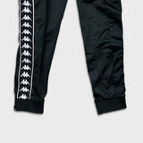 Kappa Track Pants Mens Medium Black Side Tape Athletic Taper Leg Gym Jogger