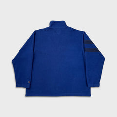 Vintage 90s Tommy Hilfiger Fleece Mens Large Blue Pullover 1/4 Zip Jacket