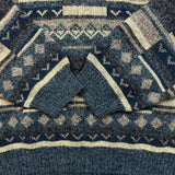 Vintage 90s Wool Knit Geometric Sweater Mens Medium Blue Italy Pullover