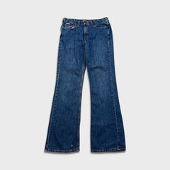 Vintage 90s Tommy Hilfiger Jeans Womens 28x32 Blue Straight Flare Leg Medium Wash Denim Pants