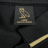 October's Very Own Polo Shirt Mens Large Black Classic OVO Owl Short Sleeve