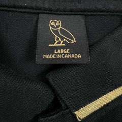 October's Very Own Polo Shirt Mens Large Black Classic OVO Owl Short Sleeve