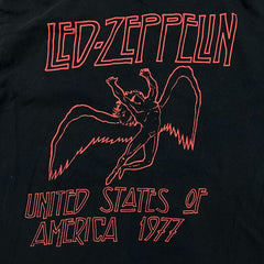 Led Zeppelin T Shirt Mens Small Black 1977 Rock Band Graphic Tee