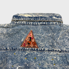 Vintage 90s Tazmanian Devil Denim Shirt Mens XL Blue Acid Wash Looney Tunes Button Up