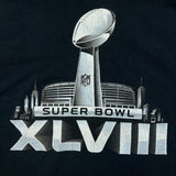 Vintage 2014 Super Bowl XLVIII T Shirt Mens XL Black Football NFL Sports Graphic Tee