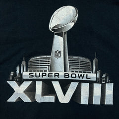 Vintage 2014 Super Bowl XLVIII T Shirt Mens XL Black Football NFL Sports Graphic Tee