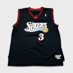 2014 Adidas Allen Iverson #3 Philadelphia 76ers Jersey Mens XL Sewn NBA Hardwood Classics