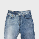 Levi's 501 Jeans Mens 28x30 Blue Original Fit Straight Distress Frayed Leg Denim Pants