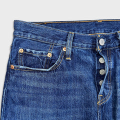 Levi's 501 T Jeans Mens 32x28 Blue Taper Fit Distressed Dark Wash Denim Pants