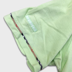 Burberry Golf Polo Shirt Mens Large Green Nova Check Tartan Cotton Preppy