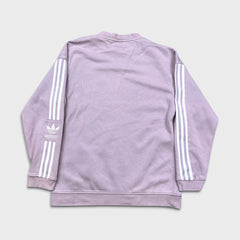 Adidas Sweatshirt Womens Small Pink Original Trefoil Spell Out Pullover Crewneck