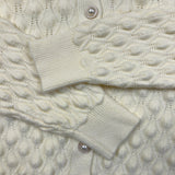 Vintage 90s Ivory Bobble Knit Cardigan Womens Small White Pearl Button Sweater