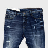 Diesel Jeans Mens 35x30 Blue Thavar Regular Slim Skinny Distressed Frayed Denim Pants