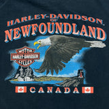 Vintage 1999 Harley Davidson T Shirt Mens Large Black Newfoundland Canada Eagle Biker Tee