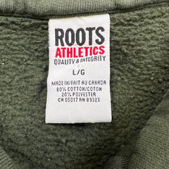 Vintage 90s Roots Athletics Sweatshirt Mens Large Green 1/4 Zip Faded Pullover