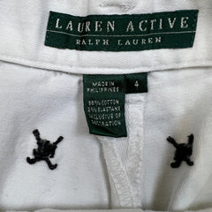 Lauren Active Ralph Lauren Shorts Womens Size 4 White Embroidered Golf Khakis