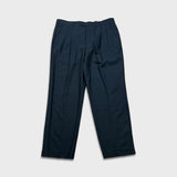 Vintage 90s Balenciaga Pour Homme Pants Mens 38x30 Blue Wool Pleated Trouser BB Logo