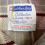 Vintage 70s Golden Key Plaid Flannel Mens XL Beige Workwear Distressed Button Up