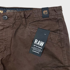 G-Star Raw 3301 Pants Mens 36x30 Brown 3D Straight Relaxed Utility Cargo Trouser