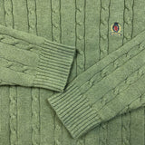 Vintage 90s Tommy Hilfiger Sweatshirt Mens Medium Green Lion Crest Knit Crewneck