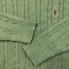 Vintage 90s Tommy Hilfiger Sweatshirt Mens Medium Green Lion Crest Knit Crewneck