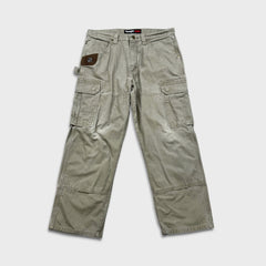 Vintage Y2K Wrangler Riggs Pants Mens 34x28 Gray Ripstop Carpenter Double Knee Cargo