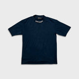 Palm Angels T Shirt Mens XL Blue Curved Logo Collar Short Sleeve Tee