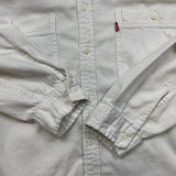 Vintage 90s Levi's Denim Shirt Mens Large White Faded Light Wash Button Up