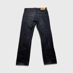 Levi's 501 Jeans Mens 36x32 Black Original Straight Leg Dark Wash Button Fly Denim Pants