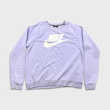 Nike Sportswear Sweatshirt Womens Medium Purple Swoosh Graphic Pullover Crewneck
