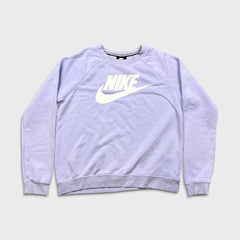 Nike Sportswear Sweatshirt Womens Medium Purple Swoosh Graphic Pullover Crewneck