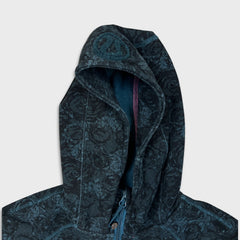 Lululemon Scuba Hoodie Stretch Womens Size 8 Blue AOP Floral Print Full Zip Yoga