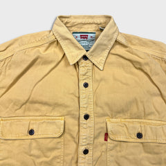 Vintage 90s Levi's Denim Shirt Mens Medium Orange Red Tab Light Wash Button Up