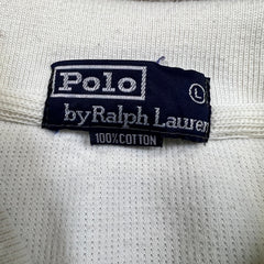 Vintage 90s Polo Ralph Lauren Long Sleeve Mens Large White Waffle Knit Sweatshirt
